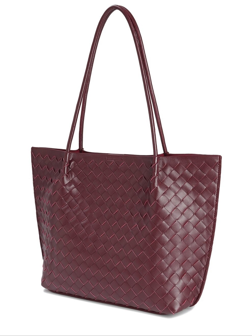 Tiffany & Fred Paris Hand-Woven Leather Large Tote Burgundy Nwt — image 2 of 3